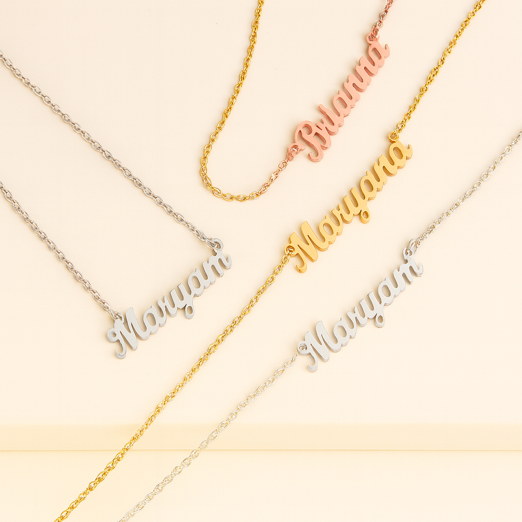 Gold Three Name Necklace