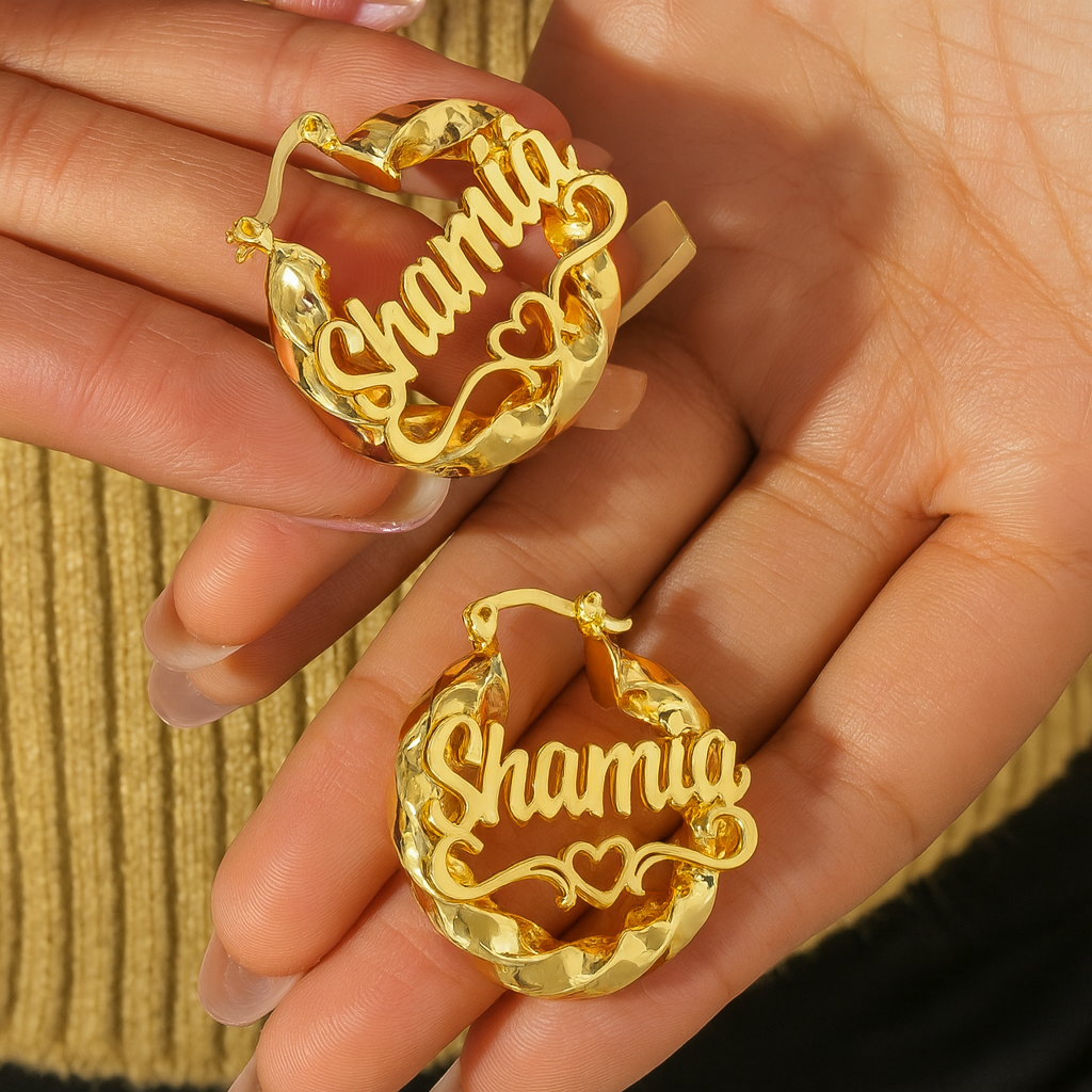 Gold Name Hoop Earrings