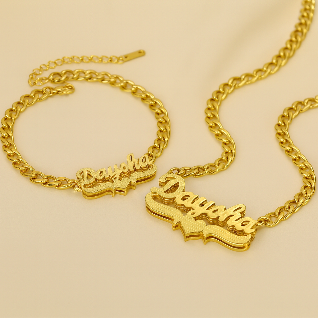 Name Necklace And Bracelet Set