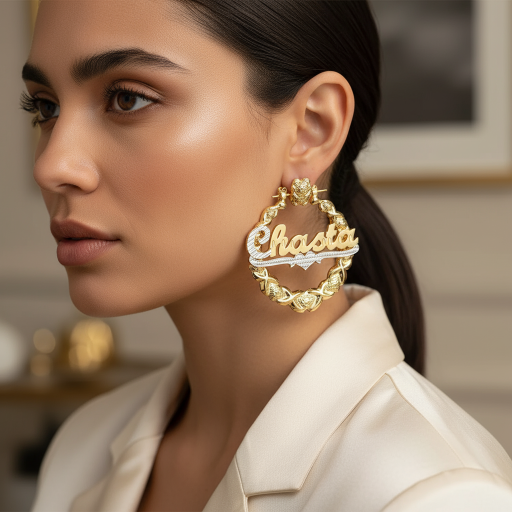 Heart Name Hoop Earrings