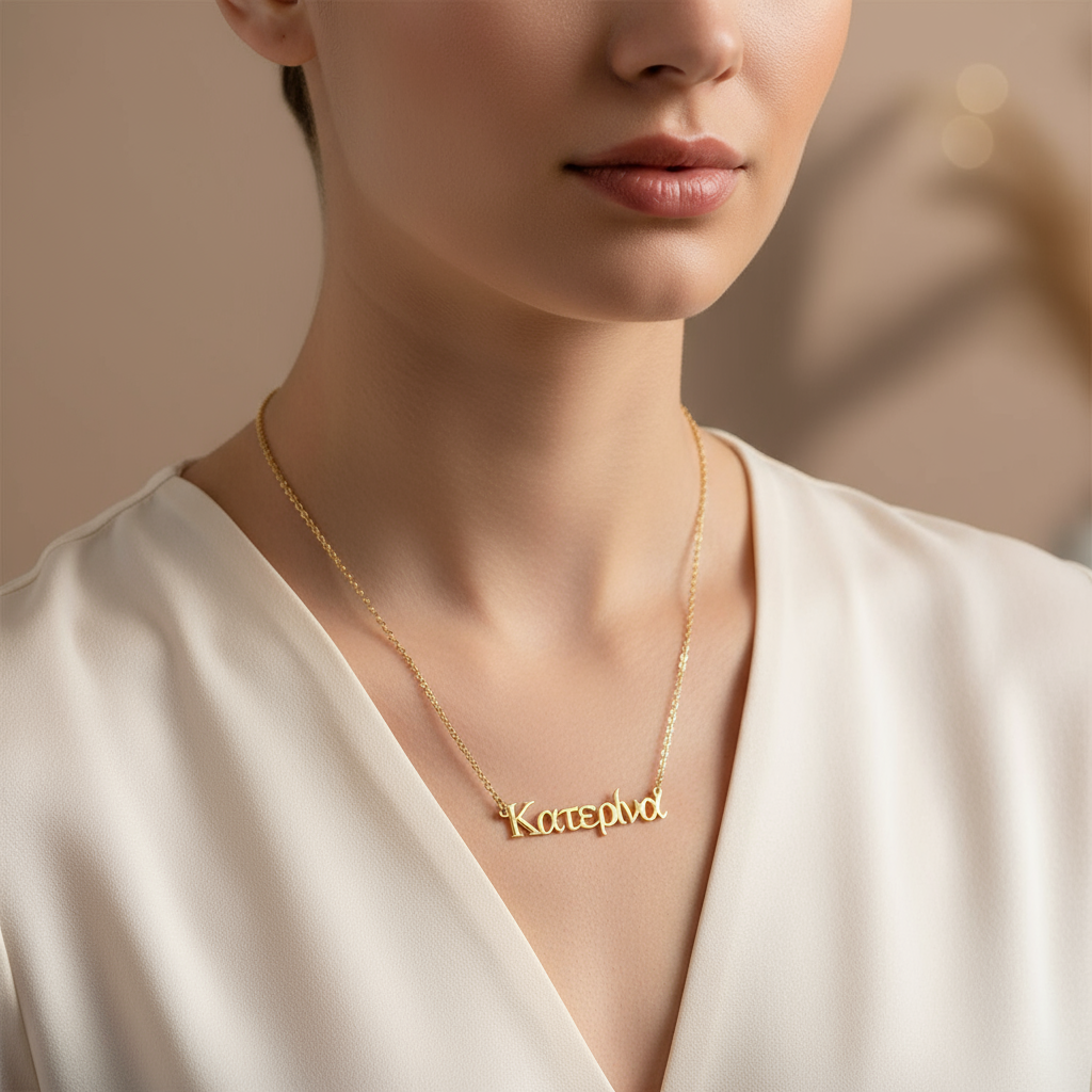 Gold Greek Name Necklace