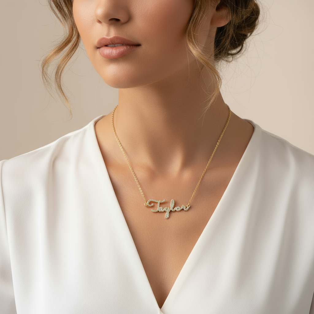 Name Necklace With Cz Crystals