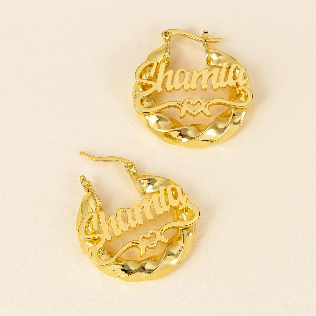 Gold Name Hoop Earrings